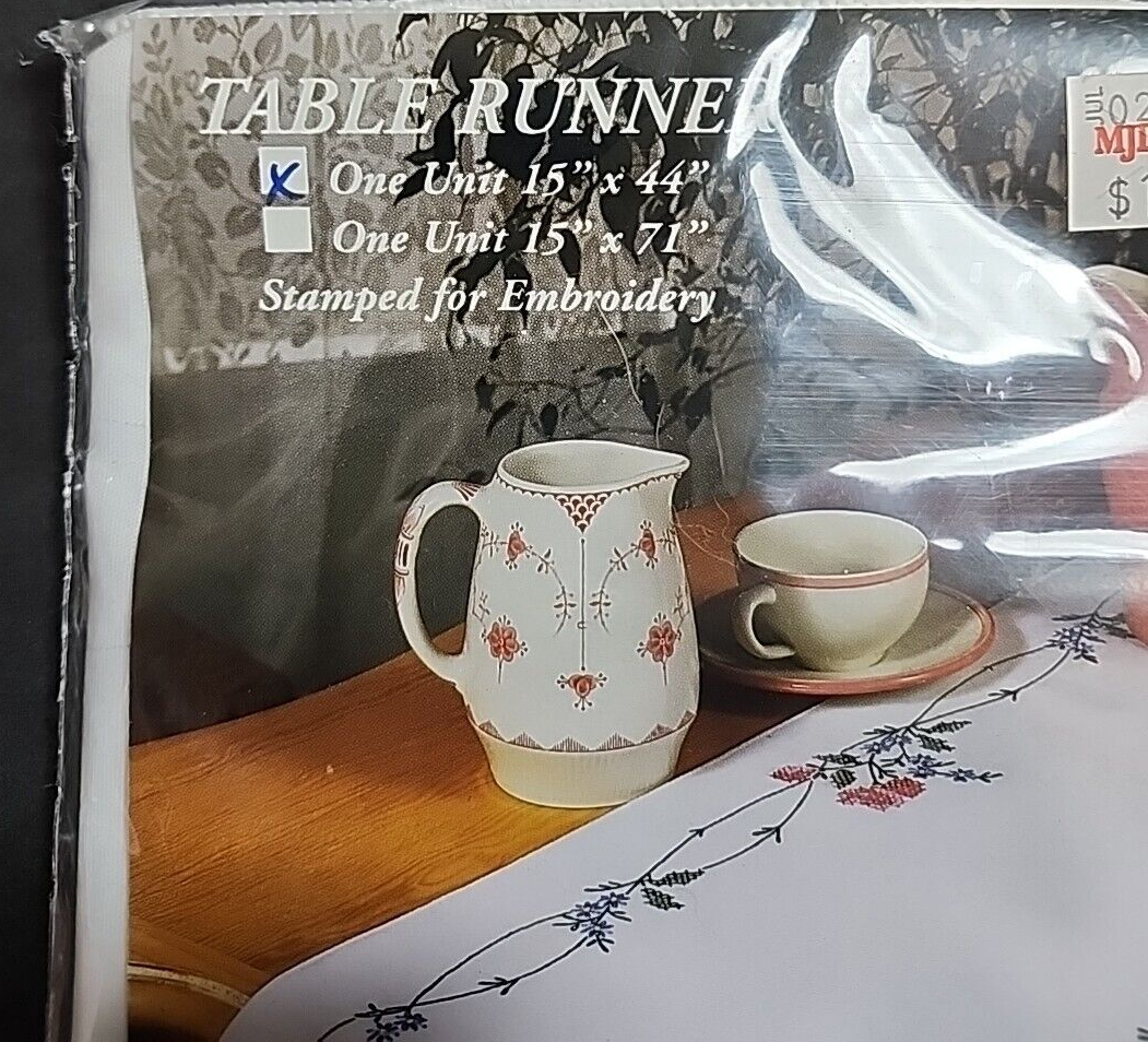 Tobin Stamped Embroidery Table Runner Wild Rose Kit 15X44 Floral