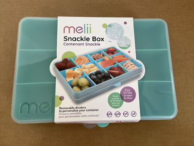 melii Snackle Box Removable Divider Easy Open Snack Food Container *NEW* Aqua