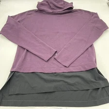 Calia Women's Effortless Mixed Media Hoodie Size Med Purple Black Pullover