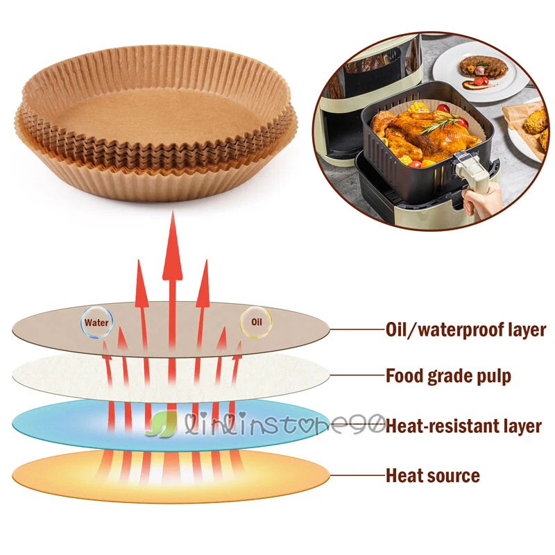 Air Fryer Liners, 100 PCS Disposable Paper Liners, Non-Stick Silicone Oil-proof
