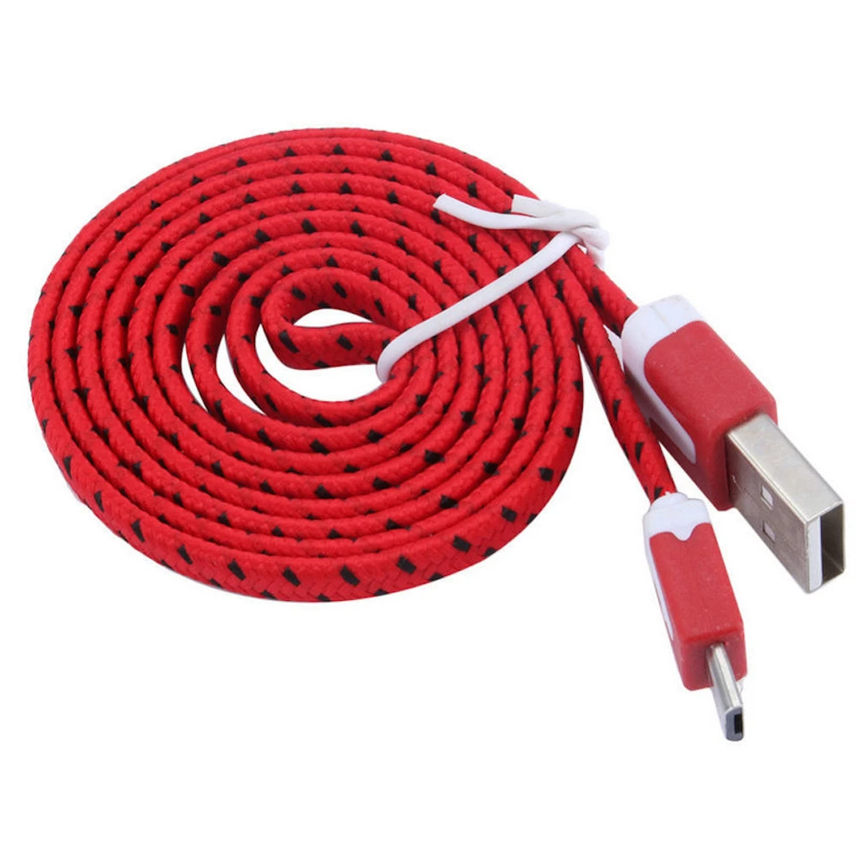 Cable cargador de sincronización de datos trenzado plano micro USB v8 de 10 pies PARA Samsung Galaxy S3 S4 Foto 3 de 4