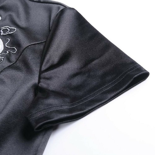Abito Donna Cinese Lungo Cheongsam Dragon Punk Ricamo Gotico Retro Nero - Foto 8 di 10