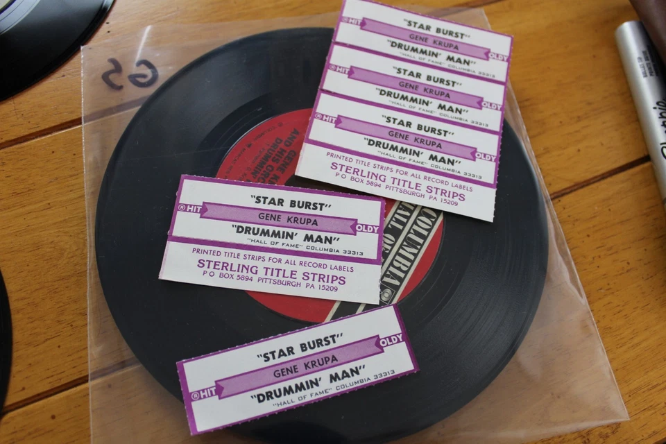 GENE KRUPA STAR BURST / DRUMMIN MAN 45RPM 7" JUKEBOX RECORD LOT OF 5 + STRIP Foto 4 de 4