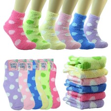 3-10 Pairs Women Super Soft Cozy Fuzzy Winter Dots Slipper Socks 9-11 Ankle