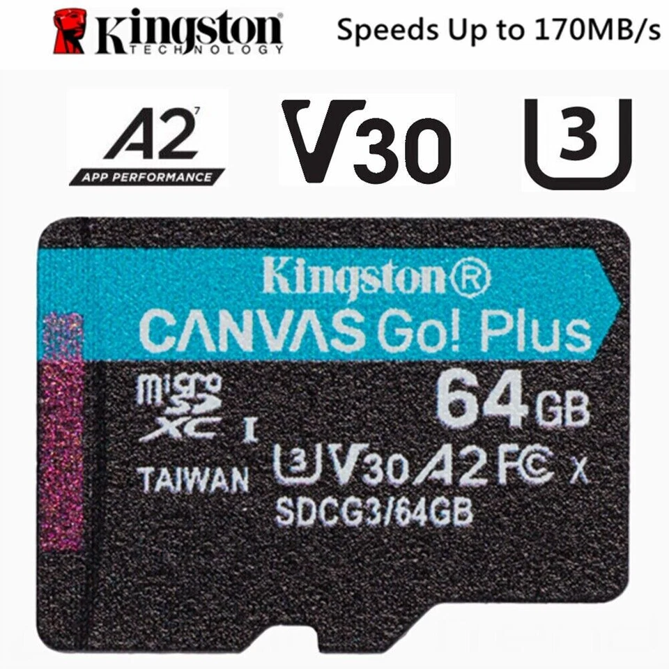 Kingston 64GB microSDXC Canvas Go Plus 170MB/s Read UHS-I, C10, U3, V30, A2/A1 - Image 2 of 4