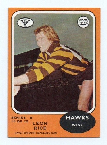 1973 B Scanlens (10) Leon RICE Hawthorn