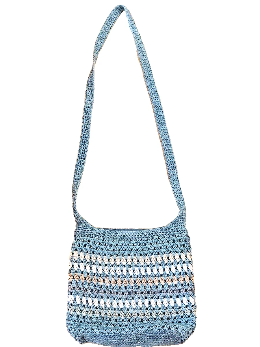 The Sak Riviera Bayside Striped Hand Crocheted Crossbody Handbag Summer Purse