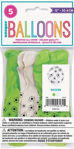 5 Soccer Ball Latex Balloons 30CM (12") Pearl Lime Green White Party Decorations - Picture 2 of 2