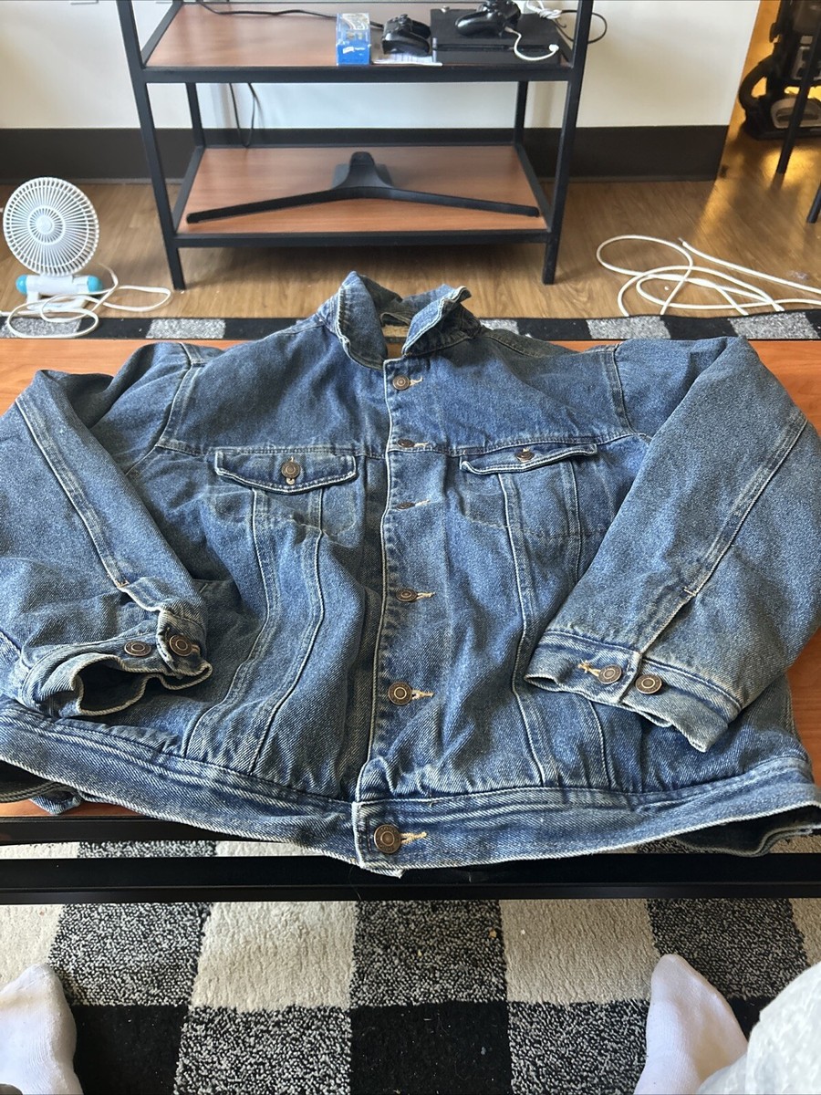 Sonoma Jean Jacket Sherpa Fleece Lined Denim Mens Size L Large