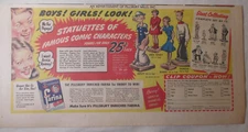 1945 Pillsbury FARINA Syroco Comic Character STATUETTES AD Popeye Blondie Wimpy