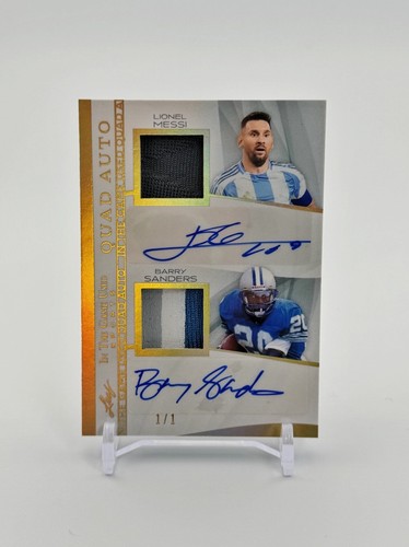 2025 Leaf In The Game Used 4 Quad Patch Auto 1/1 Messi Sanders Griffey Jr Curry
