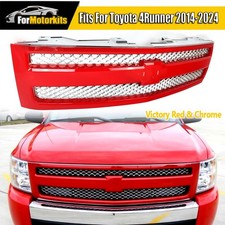 Victory Red Front Upper Grille W Chrome Insert Mesh For 2007-13 Silverado 1500