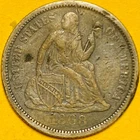 1868 U.S. SEATED LIBERTY SILVER DIME 10c COIN (XF-Extra Fine) 464,000 Mintage!