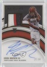 2021-22 Panini Immaculate Rookie 25/99 Greg Brown III #137 Patch Auto 3hd