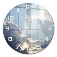 Glasuhr Glas-Wanduhr Aus GehäRtetem Glas Wolken Am Himmel WeißE Zeiger Fi60 Cm