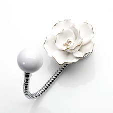 Beautiful 3D Flower Ceramic Wall Coat Hook, Chrome Decorative Robe Hook, Scar...