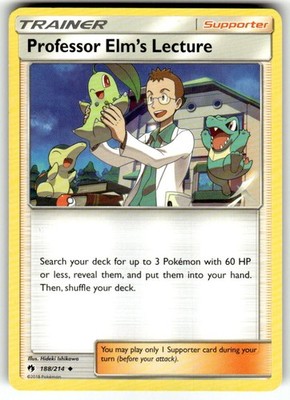 Professor Elm's Lecture 188/214 Uncommon Lost Thunder Pokemon Near Mint