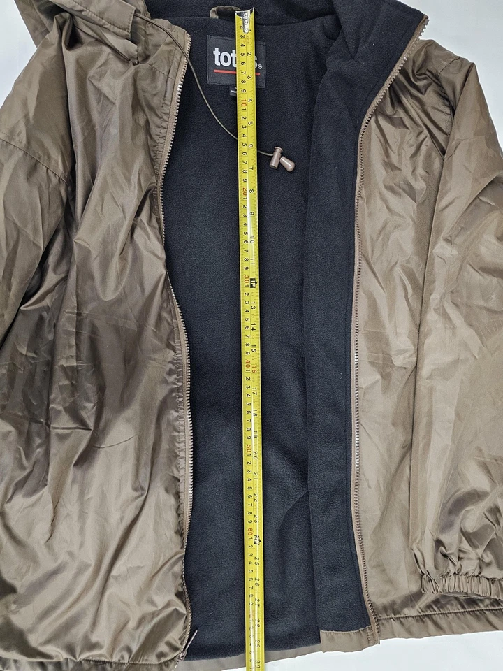Chaqueta Totes Para Hombres 3XL Marrón Con Capucha Forrada de Vellón Rompevientos Abrigo de Lluvia Cremallera Completa Foto 3 de 4