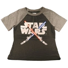 Star Wars Boys T Shirt Size 7 Lightsaber Jumping Beans Short Sleeve Gray Graphic