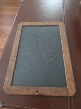 Small Antique Double Sided Dark Wooden Slate Childs Chalkboard 11.5" Schoolhouse