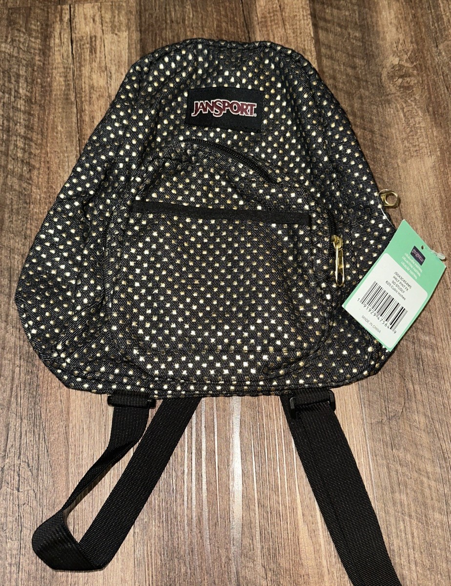 い NWT JanSport Half Pint Mini Backpack Day Bag Black So Studly Print