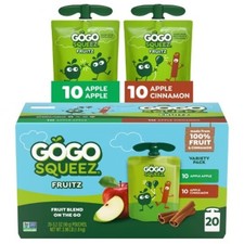 GoGo SqueeZ No Sugar Added Applesauce and Fruit Puree Apple Cinnamon