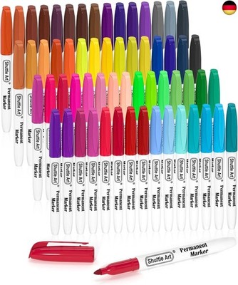 Shuttle Art Permanent Markers, 60 Colourful Permanent Marker Set with Fine Tip,