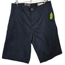 Volcom Frickin NEW Regular Fit Navy Flat Front 10" Inseam Shorts Size 30 Waist