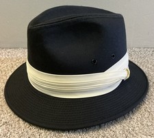 Vintage Playboy by Arlington Black Fedora Hat Sz L 7 1/4 - 7 3/8