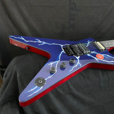 #ad Blue unique Shape Lightning Electric Guitar FR Bridge HH Pickups free Express $329.00