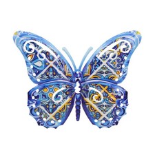 Portuguese Azulejo Metal Butterfly Wall Decor Blue Tile Design Hanging Accent