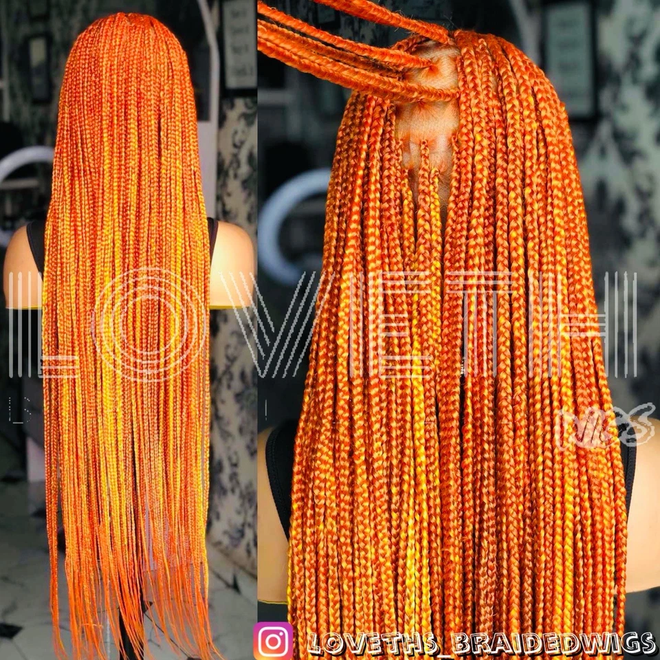 次日发货(2 天发货)Cornrow 全蕾丝编织假发,黑色无结编织 — 第 4/4 张图片