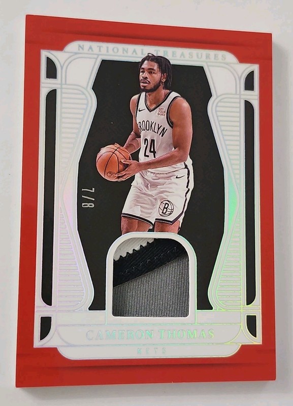 2024-25 National Treasures CAMERON THOMAS Material Ruby Red Patch SSP Nets /8 🔥