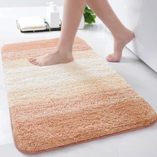 Arotive Microfiber Bathroom Rugs, Shaggy Soft and Absorbent 24" x 16", Peach 