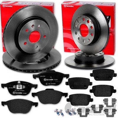 brembo BREMSSCHEIBEN + BELÄGE VORNE+HINTEN passend für FORD KUGA I Bj. 2008-2012
