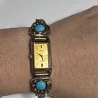 Vintage sterling silver  NATIVE American turquoise coral CZ Seiko Solar Quartz