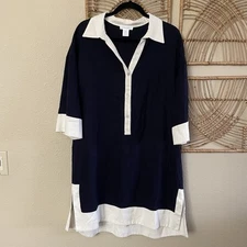 Cynthia Rowley Shirt Dress Collared Chic Beachy Coastal Women's Sz L NWT B32