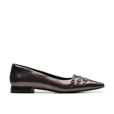 Clarks Womens Sensa15 Strap Metallic Leather Dress  Shoes