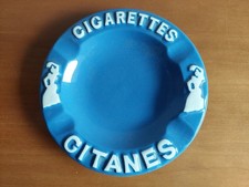 Blauer Porzellanaschenbecher Cigarettes Gitanes aus Frankreich, Moulin des loups