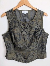 90s Fitted Top Tank Vest Corset Nylon Blend Taffeta Witchy Steampunk Whimsygoth