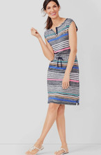 T by Talbots Multi-Color Stripe Shift Dress Size L