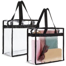 4 Pack Stadium Approved Clear Tote Bags with Handles for Beach Concert, 12x6x12"