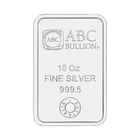 Eureka 10 Ounce 999.5 Fine Silver Bullion ABC Mint Certified Ingot Bar + Pouch