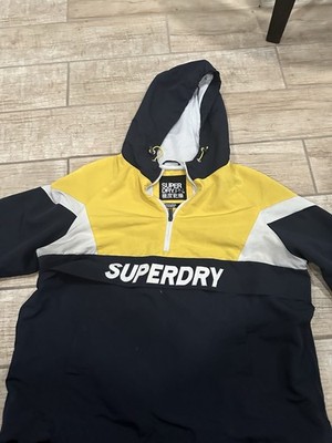 Superdry Japan Soft Shell Anorak Windbreaker Jacket Hoodie Yellow Black Size L