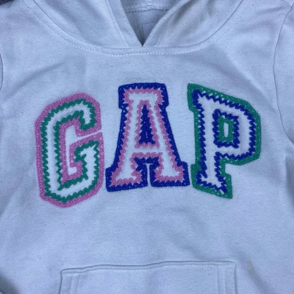 Sudadera con Capucha Gap Niños Niñas Blanca Spellout Pullover Talla Larga XS (4-5) Foto 4 de 4