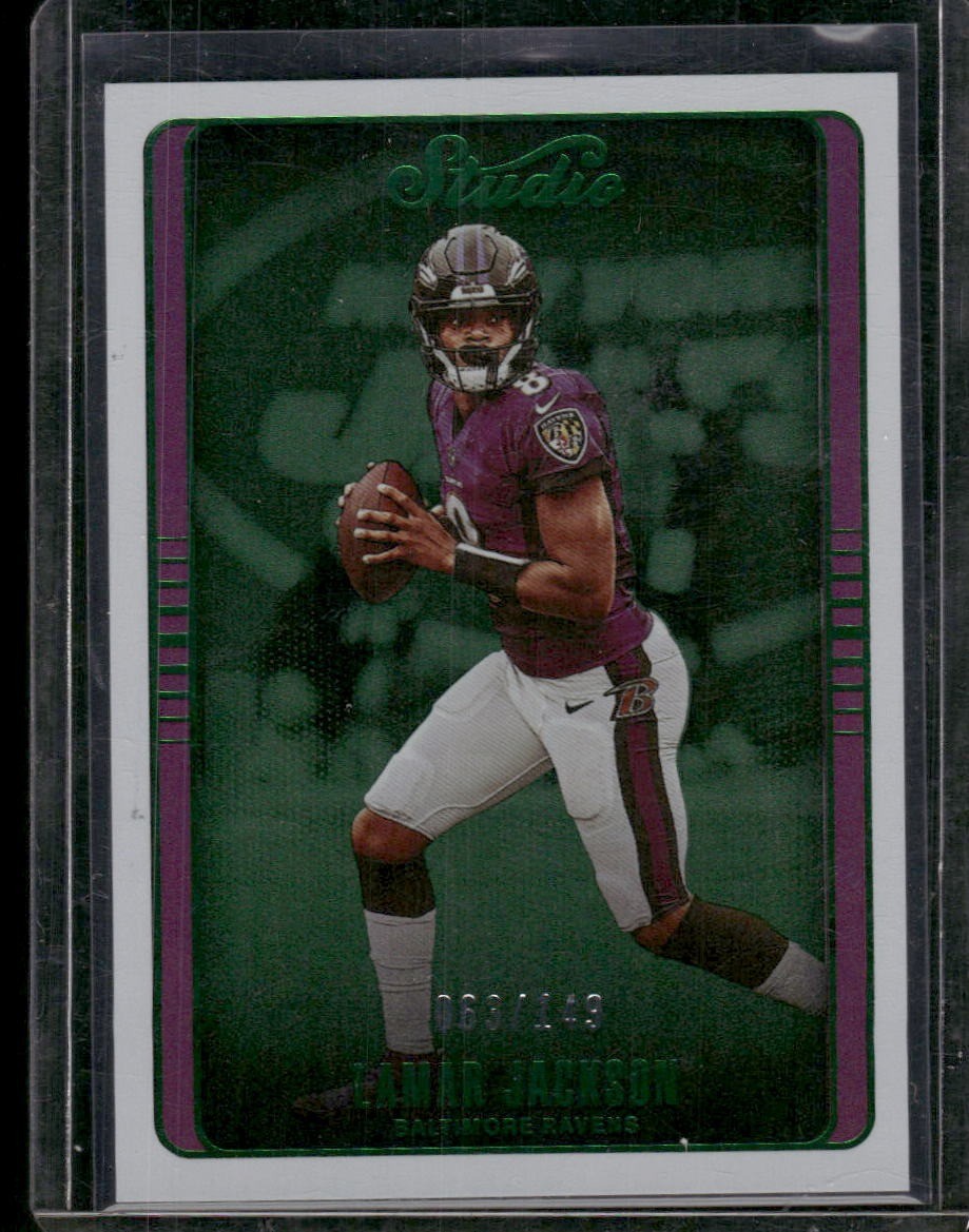 2022 Panini Chronicles #STU-3 Lamar Jackson Studio Green #/149