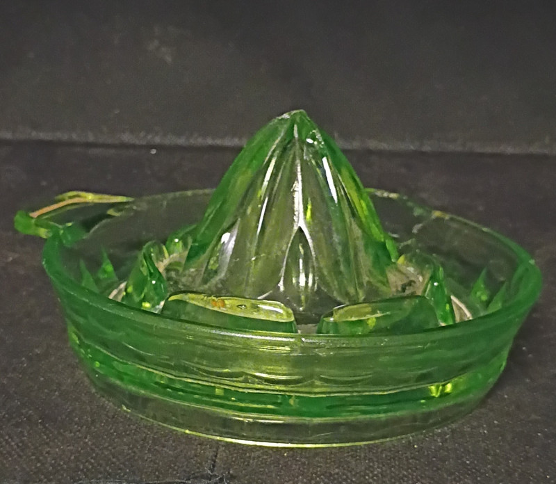 Vintage Green Uranium Depression Glass Citrus Reamer. 