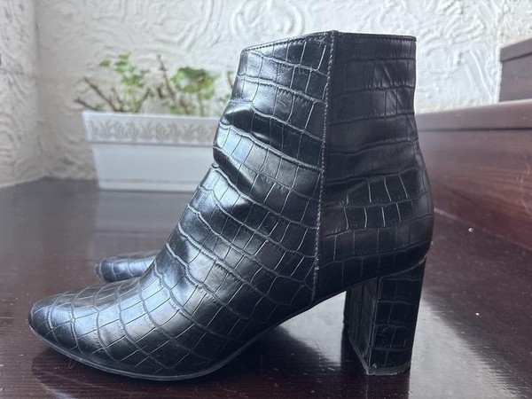 Women Nine West Boots Black Leather 40