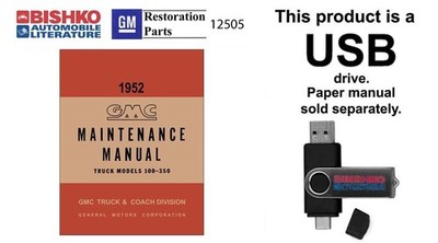 1952 GMC Truck Models 100-350 Shop Service Repair Manual USB Engine Drivetrain