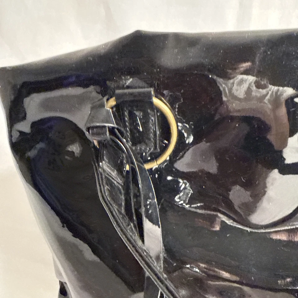 Vintage Nieman Marcus Black Patent Leather Handbag Purse - Image 2 of 4